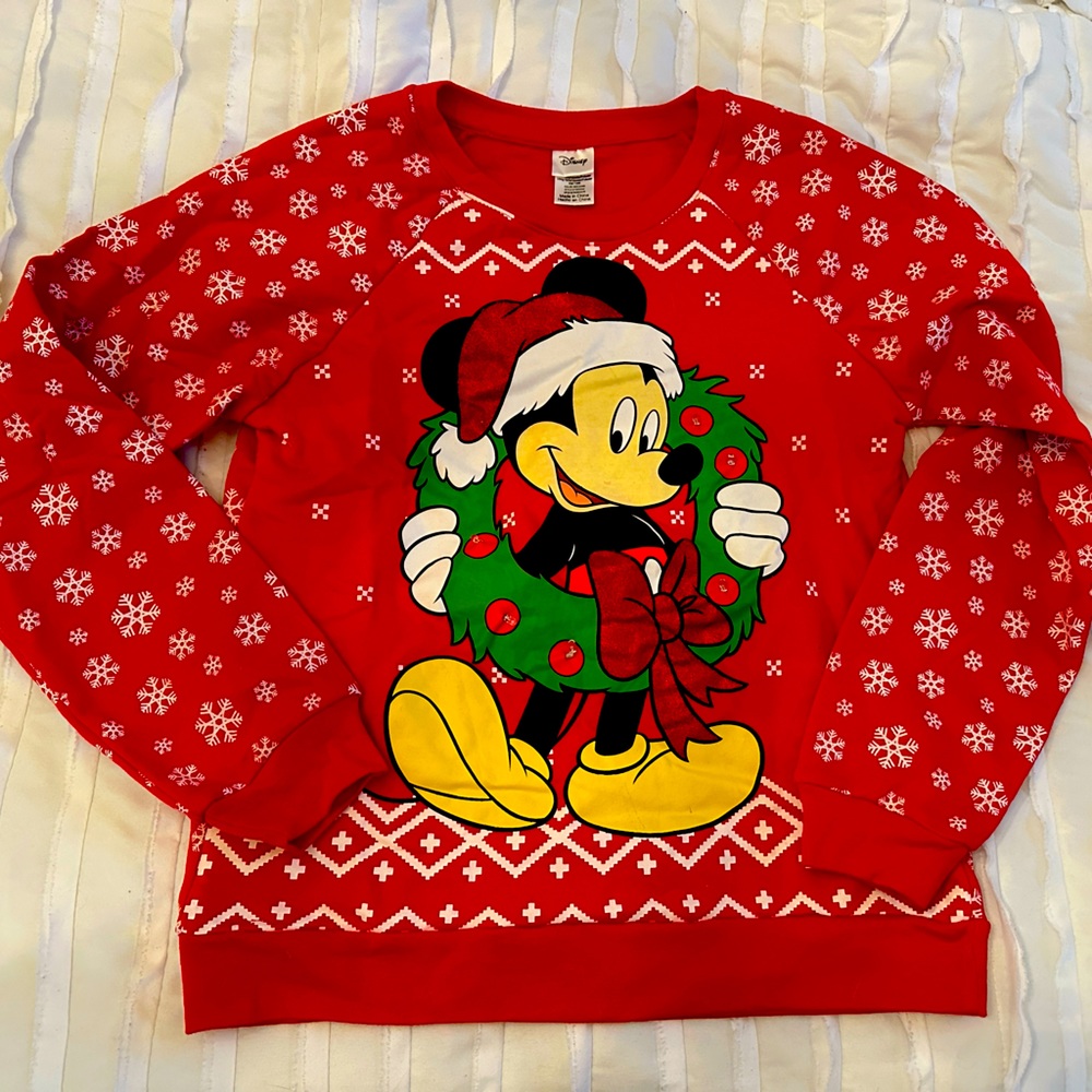 Disney Mickey light up Christmas holiday sweatshirt - juniors NWT